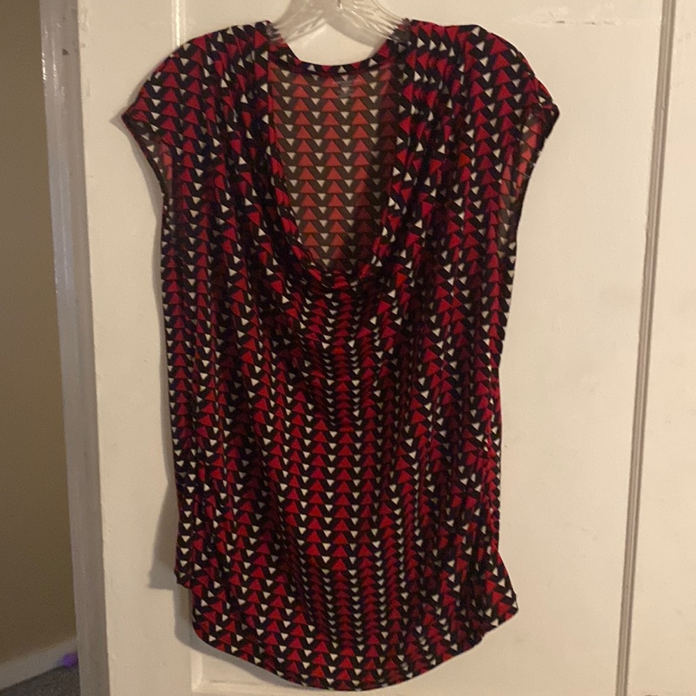 Worthington Woman 2X Red Black and White Sleeveless Top